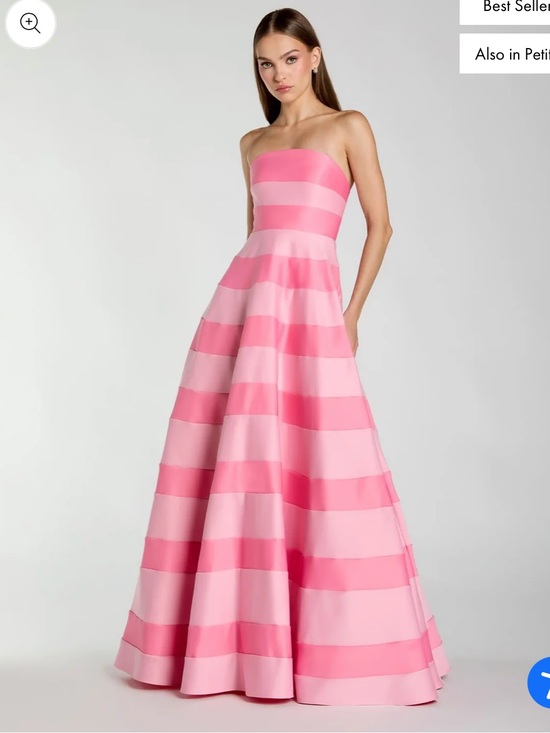 Mac Duggal Dresses & Skirts - Mac Duggal Pink Striped Strapless Satin Ballgown